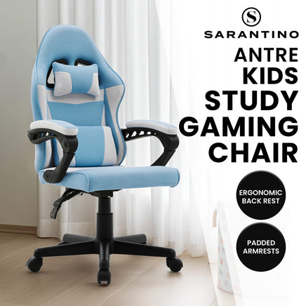 Sarantino Antre Kids Study Gaming Chair in Black and White Office Adjustable Height Chair