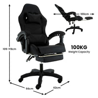 Sarantino Cueva Reclining High Back Office Gaming Chair Black Retractable Footrest Computer Seat