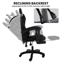 Sarantino Cueva Reclining High Back Office Gaming Chair Black Retractable Footrest Computer Seat