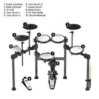 Karrera X23 Electronic Drum Kit with Sound Module, 3 Toms, Snare Quiet Mesh Drum Heads, Cymbals & Pedal