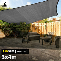 Wallaroo 280gsm Outdoor Sun Shade Sail Canopy Grey - 3m X 4m