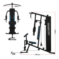 Powertrain JX-300 Multi Station Home Gym 44kg Weight Stack Cable Machine, Curl Pad Leg Extension and Pull-down Bar