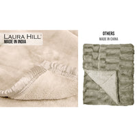 Laura Hill 800-gsm Faux Mink Throw Rug Blanket Queen Size Double-sided Large 220 X 240cm Heavy - Cream