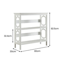 Sarantino Laurel 3-Tier Bookshelf Display Rack in White