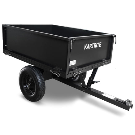 Kartrite Heavy Duty Dump Cart 270kg Capacity Pneumatic Tyres Quick Release Pedal Removable Tailgate Trailer for Garden
