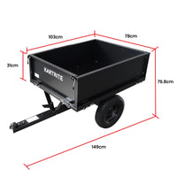 Kartrite Heavy Duty Dump Cart 270kg Capacity Pneumatic Tyres Quick Release Pedal Removable Tailgate Trailer for Garden