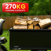 Kartrite Heavy Duty Dump Cart 270kg Capacity Pneumatic Tyres Quick Release Pedal Removable Tailgate Trailer for Garden