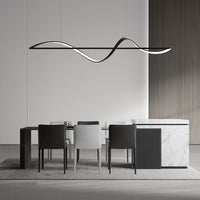 BAMDECOR A36 Modern LED Linear Chandeliers Pendant Lights with Dimmable LED and Adjustable Hanging Length 140cm -Black