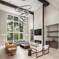 BAMDECOR A18815 Nordic Home Decor Dining Room Pendant lamp lights Ceiling Lamp Hanging Light Chandelier Lamps (6 Rings-Black)