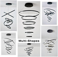 BAMDECOR A18815 Nordic Home Decor Dining Room Pendant lamp lights Ceiling Lamp Hanging Light Chandelier Lamps (6 Rings-Black)