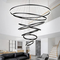 BAMDECOR A18815 Nordic Home Decor Dining Room Pendant lamp lights Ceiling Lamp Hanging Light Chandelier Lamps (7 Rings-Black)