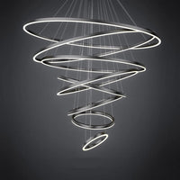 BAMDECOR A18815 Nordic Home Decor Dining Room Pendant lamp lights Ceiling Lamp Hanging Light Chandelier Lamps (7 Rings-Black)