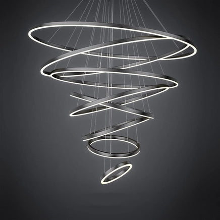 BAMDECOR A18815 Nordic Home Decor Dining Room Pendant lamp lights Ceiling Lamp Hanging Light Chandelier Lamps (7 Rings-Black)