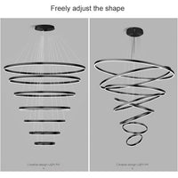 BAMDECOR A18815 Nordic Home Decor Dining Room Pendant lamp lights Ceiling Lamp Hanging Light Chandelier Lamps (7 Rings-Black)