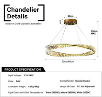 BAMDECOR C3342/1 Modern Crystal Chandeliers Lighting Fixtures Contemporary Wave Chandelier Lighting Fixtures Crystal Pendant Ceiling Lights for Living Room (Gold)