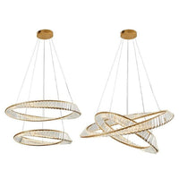 BAMDECOR C3342/2 Modern Crystal Chandeliers Lighting Fixtures Contemporary Wave Chandelier Lighting Fixtures Crystal Pendant Ceiling Lights for Living Room (Gold)
