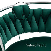 Silver Swivel Upholstered Velvet Adjustable Height Counter Stool with Metal Frame Emerald Green (Set of 2)
