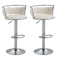 SERENITà Silver Swivel Upholstered Velvet Adjustable Height Counter Stool with Metal Frame White (Set of 2)