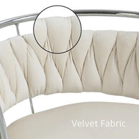 Silver Swivel Upholstered Velvet Adjustable Height Counter Stool with Metal Frame White (Set of 2)