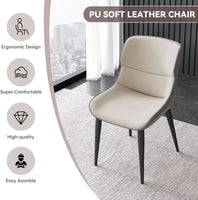 Dark Grey Italian Minimal List Dining Chairs PU Retro Chair Cafe Kitchen Modern Metal Legs x2