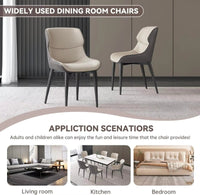 Dark Grey Italian Minimal List Dining Chairs PU Retro Chair Cafe Kitchen Modern Metal Legs x2