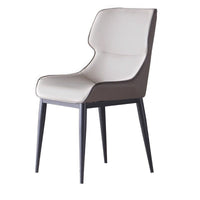 Light Grey Italian Minimal List Dining Chairs PU Retro Chair Cafe Kitchen Modern Metal Legs x2