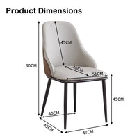 VELLUTO Dining Chair Modern upholstered Leather Kitchen Chairs with armrests Bathtub Chair Leisure Lounge Chair Living Room Bedroom Home Set of 2(Dark Grey)