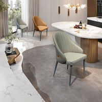 VELLUTO Dining Chairs Set Armchairs Mid Century Modern Kitchen Dining Room Chairs Faux Leather Accent Chairs Metal Vanity Lounge Chair with Back for Living Room Bedrooms  Set of 2 (Brown)