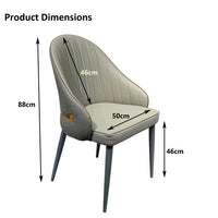 VELLUTO Dining Chairs Set Armchairs Mid Century Modern Kitchen Dining Room Chairs Faux Leather Accent Chairs Metal Vanity Lounge Chair with Back for Living Room Bedrooms  Set of 2 (Brown)