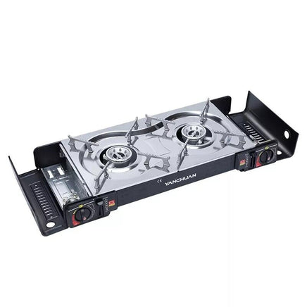 2 Burner Butane Countertop Stove, Portable Adjustable Burners with Carry Case, Portable Camping Stove with Baking Tray