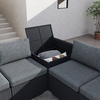 Large Modular Outdoor Ottoman Lounge Set in Black