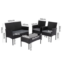 4 Seater Wicker Outdoor Lounge Set-Black