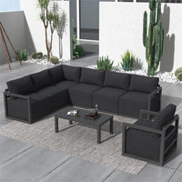 Alfresco 7-Seat Garden Lounge Set   Charcoal Grey
