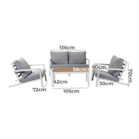 Aidan Garden Furniture Set in White — 5 pieces