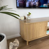 160cm Ribbed Natural Entertainment Unit