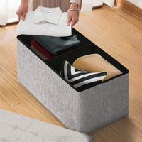 Foldable Storage Ottoman - Flip Lid Side Table Toy Blanket Organiser Seat KIRA GREY