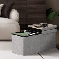 Foldable Storage Ottoman - Flip Lid Side Table Toy Blanket Organiser Seat KIRA GREY