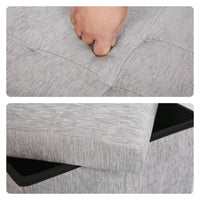 Foldable Storage Ottoman - Flip Lid Side Table Toy Blanket Organiser Seat KIRA GREY