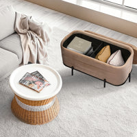 La Bella Coffee Table Storage Ottoman - Velvet Blanket Box Bench DEMI - CAMEL BEIGE