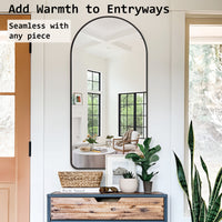 Wall Arch Mirror Arc Aluminum Frame Bathroom 50x100cm BLACK