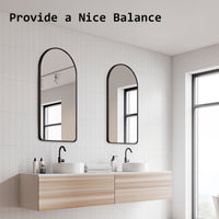 Wall Arch Mirror Arc Aluminum Frame Bathroom 50x100cm BLACK