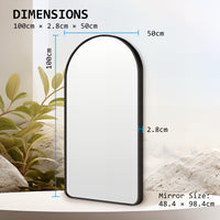 Wall Arch Mirror Arc Aluminum Frame Bathroom 50x100cm BLACK