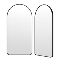 2 Set Wall Arch Mirror Arc Aluminum Frame Bathroom 50x100cm BLACK