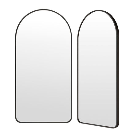 2 Set Wall Arch Mirror Arc Aluminum Frame Bathroom 50x100cm BLACK