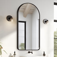 2 Set Wall Arch Mirror Arc Aluminum Frame Bathroom 50x100cm BLACK