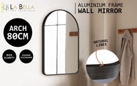 Wall Arch Mirror Arc Aluminum Frame Bathroom 50x80cm BLACK