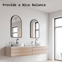 Wall Arch Mirror Arc Aluminum Frame Bathroom 50x80cm BLACK