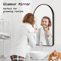 Wall Arch Mirror Arc Aluminum Frame Bathroom 50x80cm BLACK