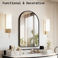 Wall Arch Mirror Arc Aluminum Frame Bathroom 50x80cm BLACK