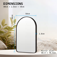 Wall Arch Mirror Arc Aluminum Frame Bathroom 50x80cm BLACK